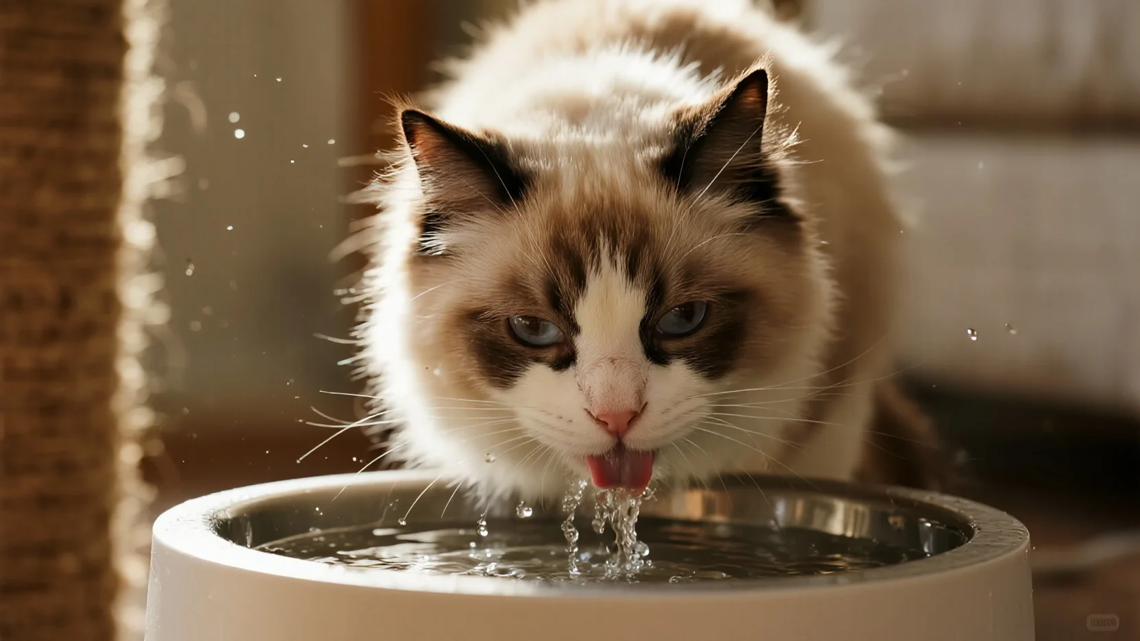 Cats drinking water